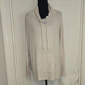 Style & Co. Cream Cowl Neck Pullover with Kangaroo Pocket